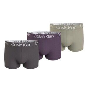 CALVIN KLEIN Boxer Brief Mens Small Gray Plum Tan 3-Pack Ultra Soft Modern Logo
